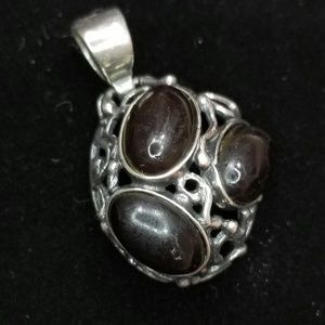 925 Silver Red Yellow Stone Pendant